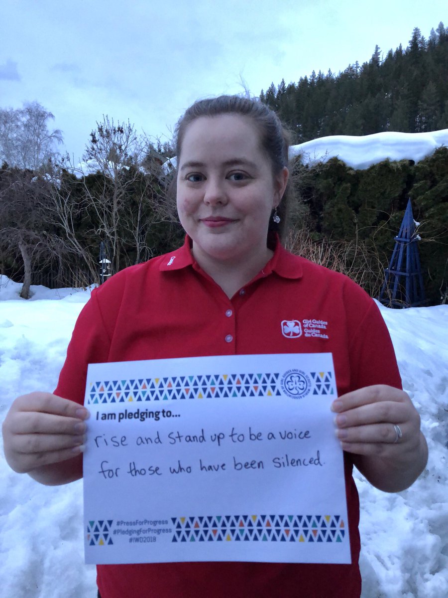 ggocgirl's tweet photo. I am proud to be a member of a proud, feminist organization making real change happen for millions of women and girls around the world. It’s time for the world to listen and end gender inequality. #InternationalWomensDay #PledgingForProgress @wagggs_world @girlguidesofcan https://t.co/gIStcMOC3p