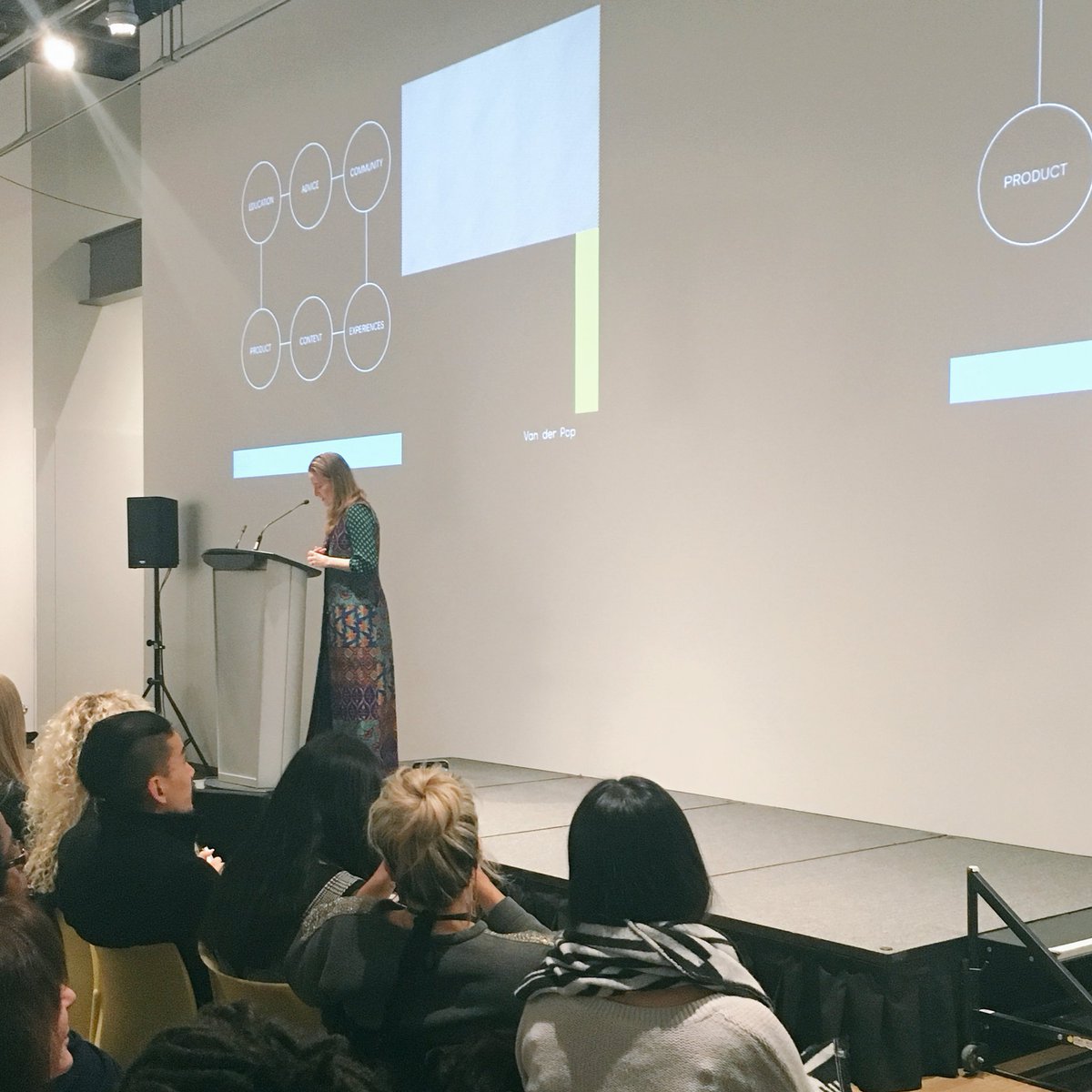 DesignExchange's tweet photo. @OdessaPaloma, the head of content for #VanderPop - a resource for women interested in cannabis - talks abt infused cosmetics, accessories, and more that make it comfortable for women to use cannabis. #dxtalk #internationalwomensday2018 https://t.co/EDhrKW3CDB