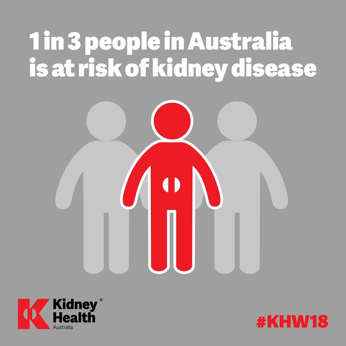 It’s the end of #KHW18 and @KidneyHealth Australia wants you to find out if you’re the 1 in 3 at risk. Don’t be blind to kidney
disease by waiting until you feel sick. Take the #KidneyRiskTest goo.gl/7TZgw3