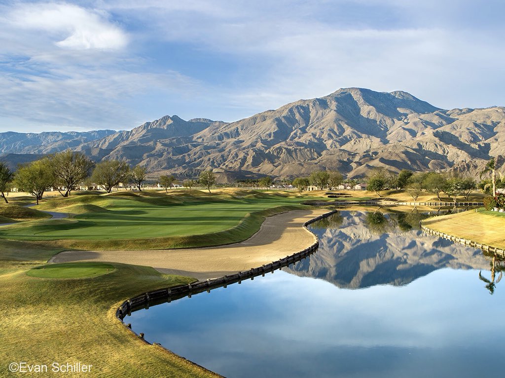 “Reflection”. Aptly named and another beautiful morning and picture perfect scene on the 9th of The Stadium Course at @PGAWESTGOLF #reflection #PeteDye #stadiumcourse