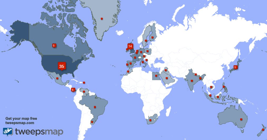 DTizMusik's tweet photo. My followers are in USA(35%), UK.(14%)... Get your map too: https://t.co/NxOkWTGvcn https://t.co/COQTiTxVsz