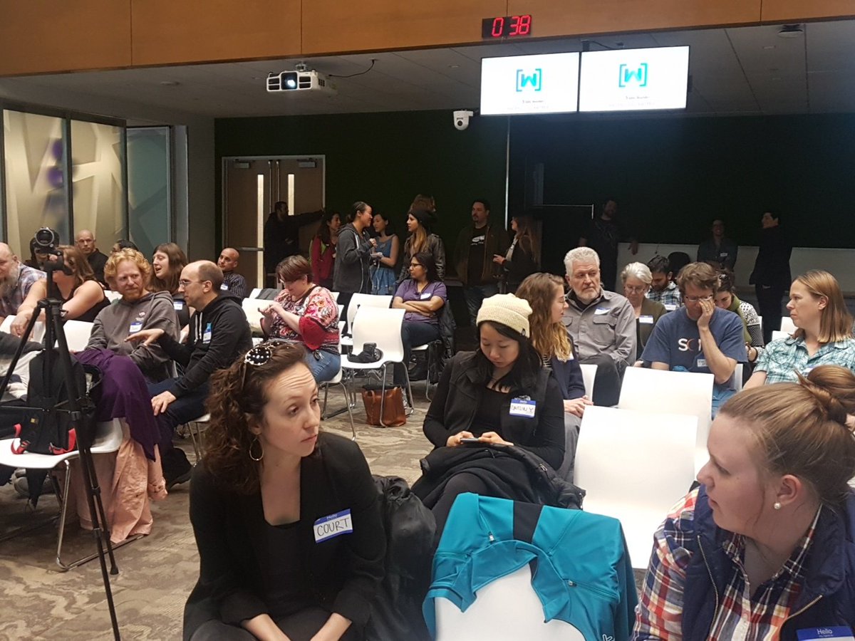 melissajmckay's tweet photo. Getting ready for our lightening talks at GDG Boulder! With Krista Horn & Courtney Fay #WTMBoulder #WTM18 https://t.co/qtypGioSxz