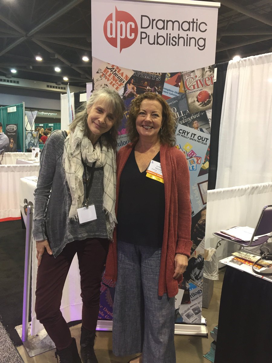 DramaticPub's tweet photo. One of the many things we love about these conferences is that we get the chance to meet with some of our amazing authors! Below is a photo of DPC's Linda Habjan with author Tonya Hays! @SETCTweet #setc2018 #dpc #getdramatic https://t.co/NMobdH5X5I