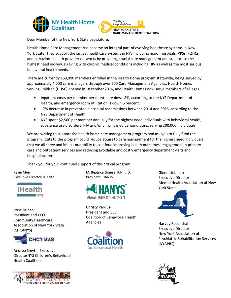 iHealthNYS's tweet photo. See our Statement of support for Health Home Care Management funding with our coalition partners! @NYSA_Majority @NYSenate https://t.co/h88pjKX3WI