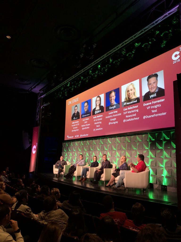 WelcomeSW's tweet photo. “Content is the most important thing.” Our SVP of marketing @LisaKalscheur is on stage at the closing session of @Conductor #C3NY. https://t.co/SO9dOTKbQa