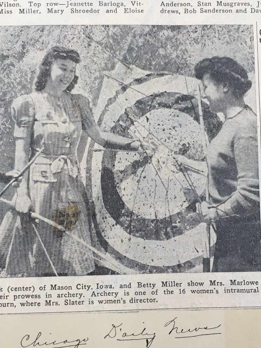 BCCommons's tweet photo. It is #ThrowbackThursday This is a 1941 photograph of women’s intramural archery (one of sixteen sports activities newly offered to women) https://t.co/tPBtgX9rxC