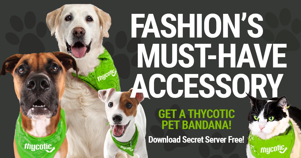 IAmGoldberg's tweet photo. #Cybersecurity Pros: Keep your company out of the dog house with Thycotic Secret Server Free! Be one of the 1st 150 new Secret Server Free users to download and get a #Thycotic pet bandana. - https://t.co/QlZwJY9MMX https://t.co/YwFwJMIH4e