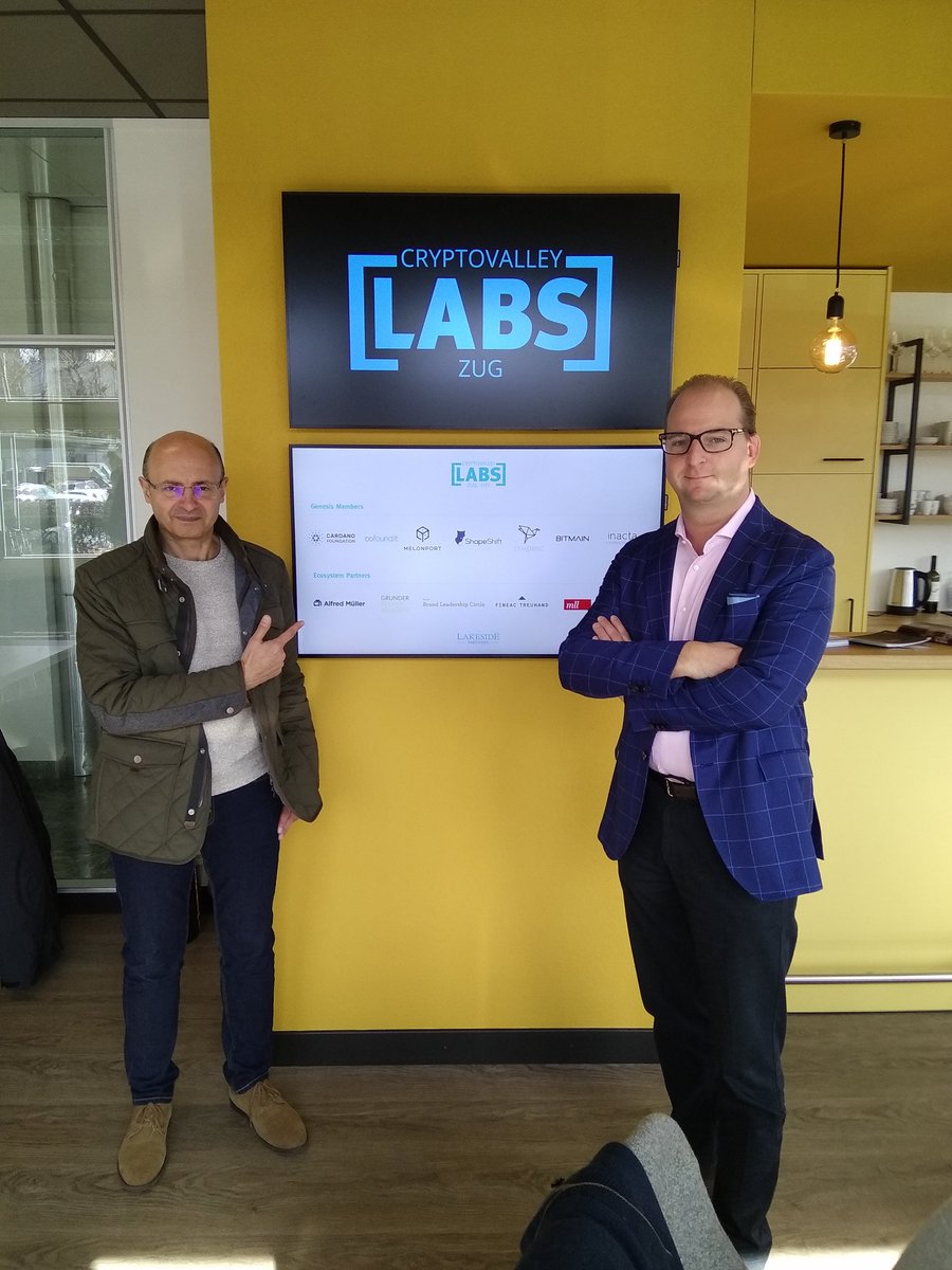 Was back in Zug for the day, starting with a sweet visit to the new <a href="/CV_Labs/">CV Labs</a> Crypto Valley Labs space, with <a href="/GLRalf/">Ralf Glabischnig</a> Ralf Glabischnig.