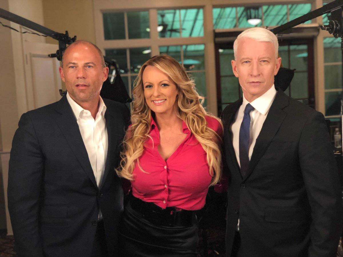 'Unbiased' Anderson Cooper poses with Stormy Daniels and Michael Avenatti