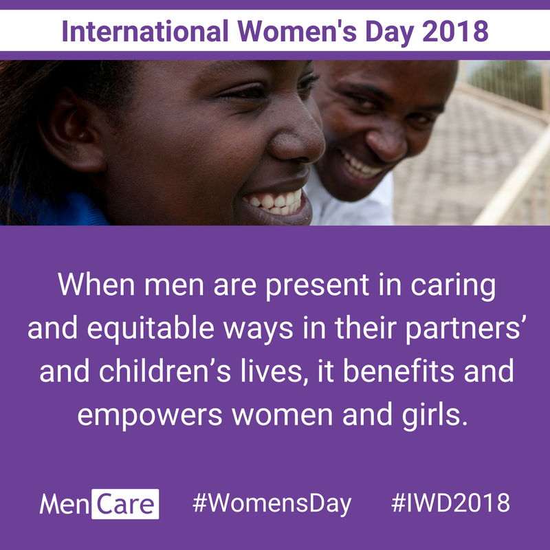 MenCareGlobal's tweet photo. When men are present in caring and equitable ways in their partners' and children's lives, it benefits and empowers women and girls. #IWD2018 #WomensDay #ShowUsTheWork https://t.co/l3QhjBnlwT