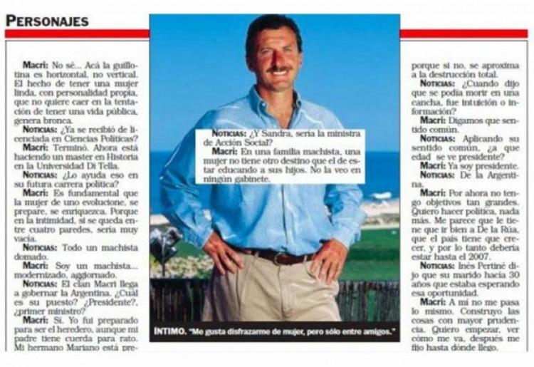 Macri se definía como "machista" y aseguraba que su hermana no podría ocupar un gabinete suyo: "Una mujer no tiene otro destino que el de estar educando a sus hijos" 😳