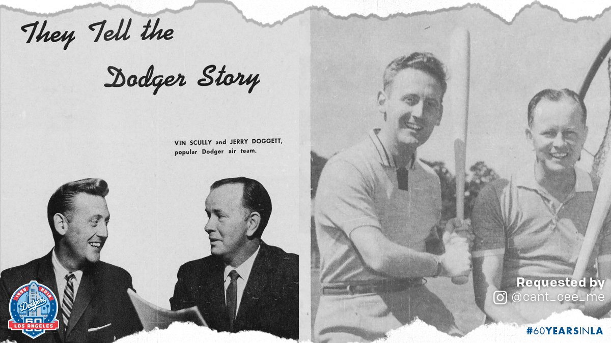 Dodgers's tweet photo. #TBT to when Vin and Jerry moved to Los Angeles to call Dodger games in 1958. #60YearsInLA https://t.co/cEi4AaND97