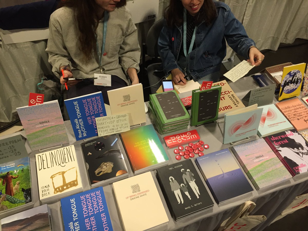 futurepoem's tweet image. Please join Futurepoem, Catenary and @xx_press @ #AWP2018 bookfair Table T1134. With a new book by Jerika Marchan and the #SpeechActs exhibition catalog co-published w @ICAPhiladelphia with work by Harryette Mullen, Fred Moten, Meg Onli, @simonefonsiba @morganapple + others.