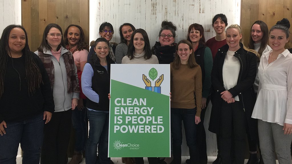 CleanChoice's tweet photo. Just a few of the dedicated women from @CleanChoice on   #InternationalWomensDay! We're proud to be part of a company, and an industry, that break down barriers. #WomensNationalHistoryMonth #CleanEnergy https://t.co/bQlxnM2KRs