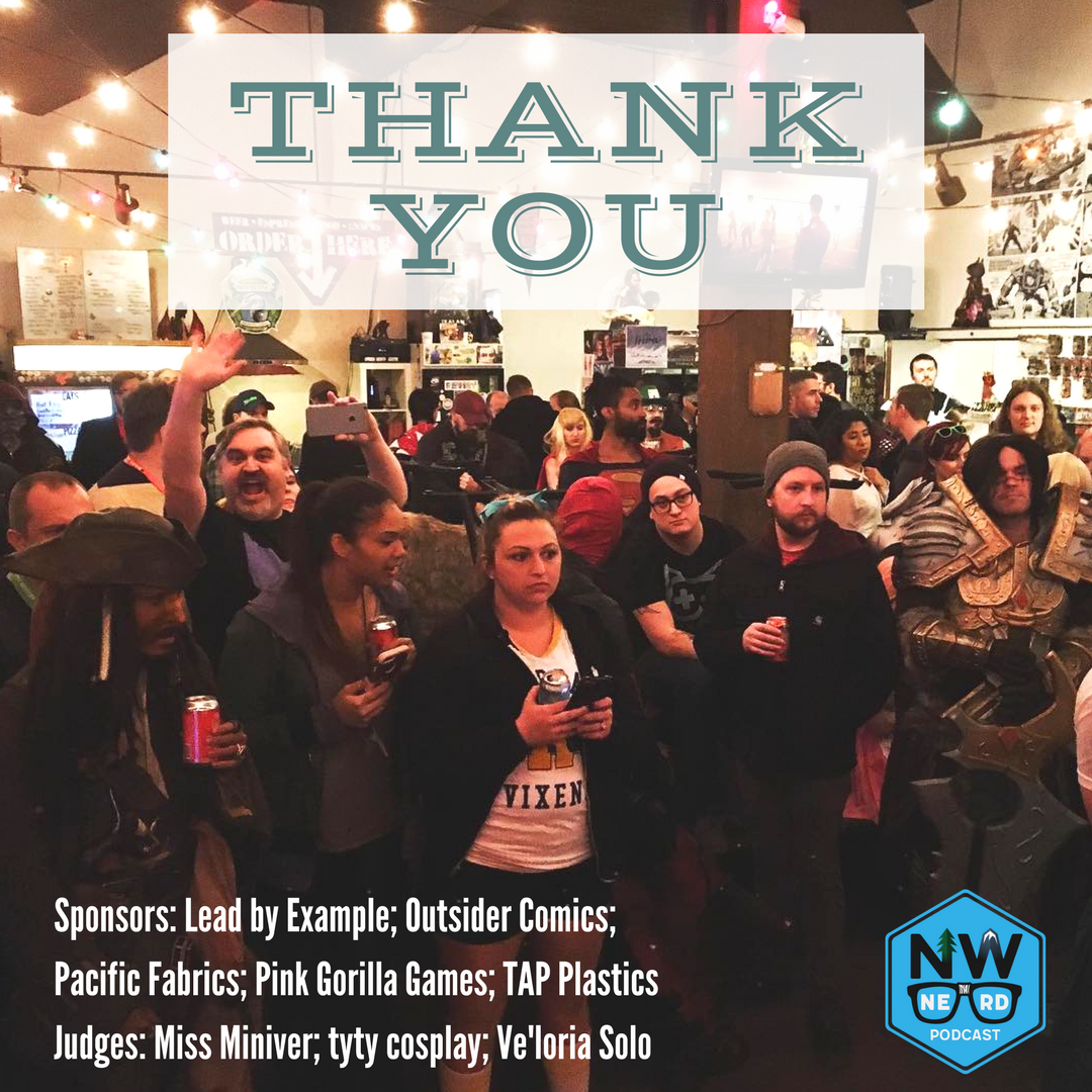NW_NERD's tweet photo. A lot of folks helped our #podcast throw a great #cosplay contest and #ECCC2018 after party at #Seattle's @RaygunLounge. Show them some love and support them in your local #geekonomy. #ECCC18 https://t.co/0gOHyvTURa