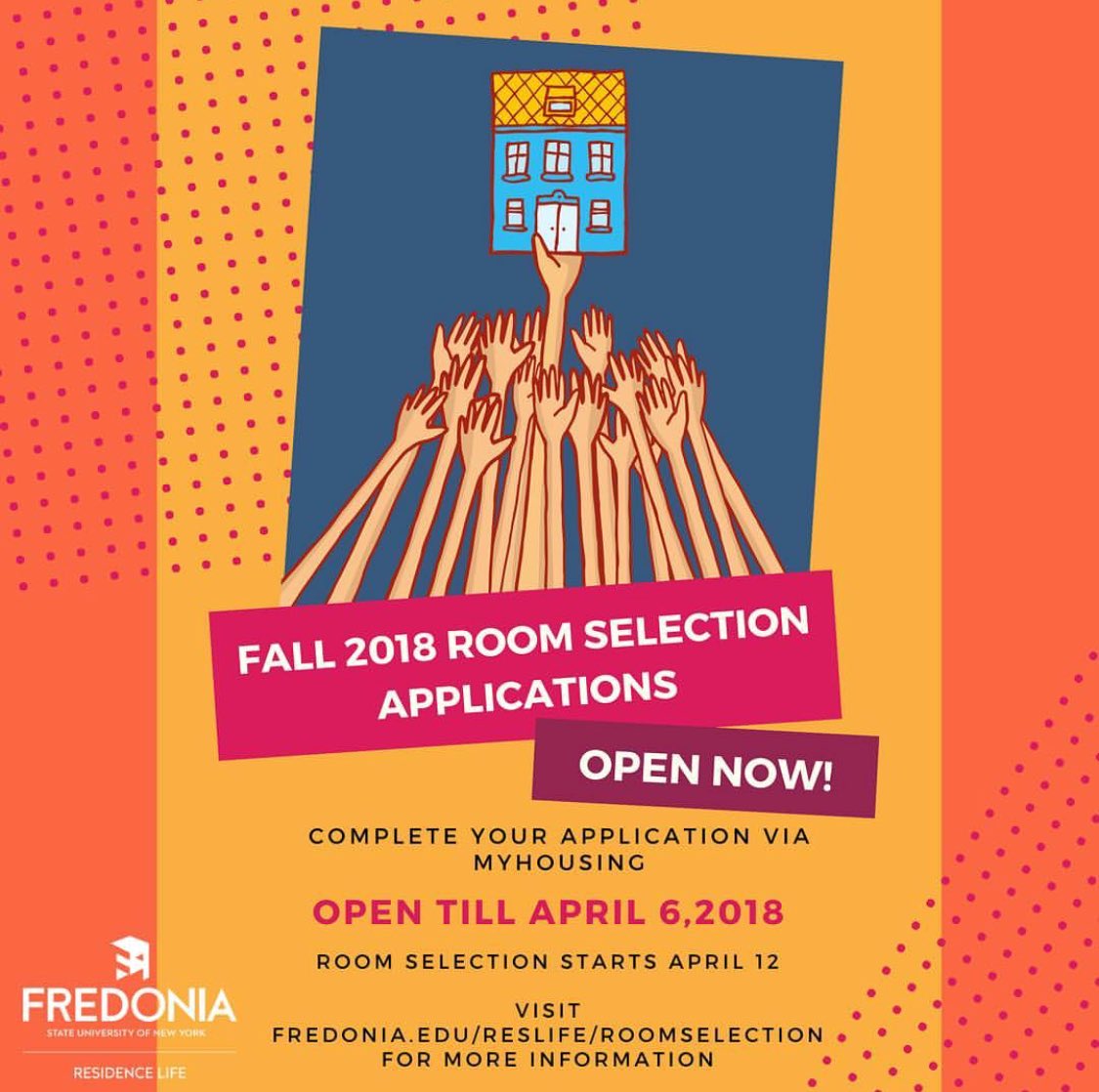 FredResLife's tweet image. Room selection applications are open!