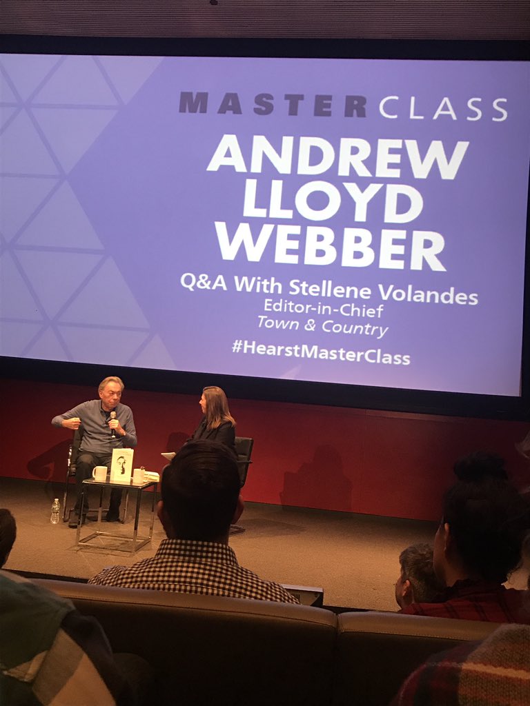 "The greatest thing about #theater is that it is live," <a href="/OfficialALW/">Andrew Lloyd Webber</a> says to <a href="/TandCmag/">TOWN&COUNTRY</a>'s @therealstellene during #HearstMasterClass at #HearstTower.