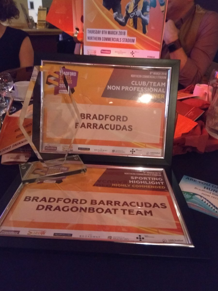 RunningFairy's tweet photo. Overwhelmed with a highly commended for @BarracudasDBC sporting achievement of the year @Active_Bradford #BSA2018 #paddlesup #proud https://t.co/qLlNijT45p