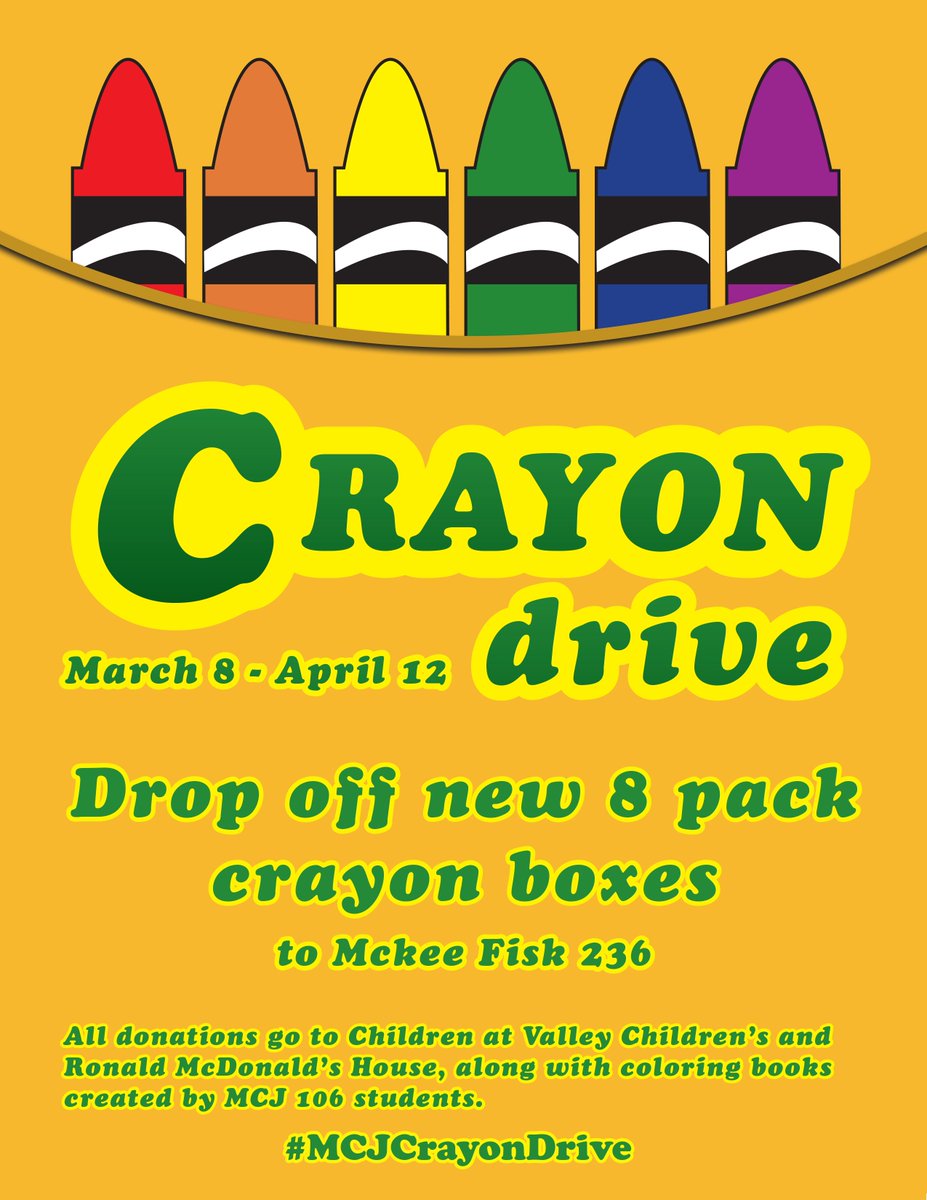 FSMCJDept's tweet image. Our #MCJCrayonDrive begins today! Donate some crayons for a great cause now through April 12! #MCJCares 🖍️