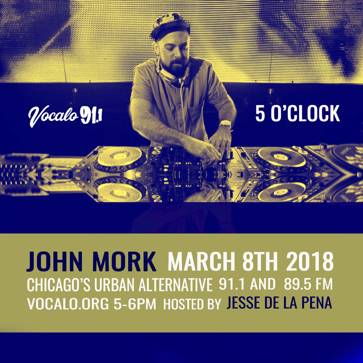 jessedelapena's tweet photo. Here we go! DJ John Mörk next on @Vocalo Radio91.1fm https://t.co/KXYUOZIfXy (5-6pm CST) #VocaloRadioChicago #5pmMix https://t.co/lT3tDpaI6x