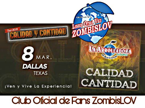 IselaTorresABL8's tweet photo. 📆 Jueves 8⃣ de Marzo‼
La Grandiosa Banda Del Momento, La Arrolladora Banda Limón De Don René Camacho💚😍
Se Presenta En: Dallas, Texas ✈🎶
Con Un Show Espectacular Y Su Nueva Gira#CalidadyCantidad 
#NuevoSencillo 👏
#ZombisLOVConquistandoCiudades🍋 @vincenelnino https://t.co/mapgHq3nRm