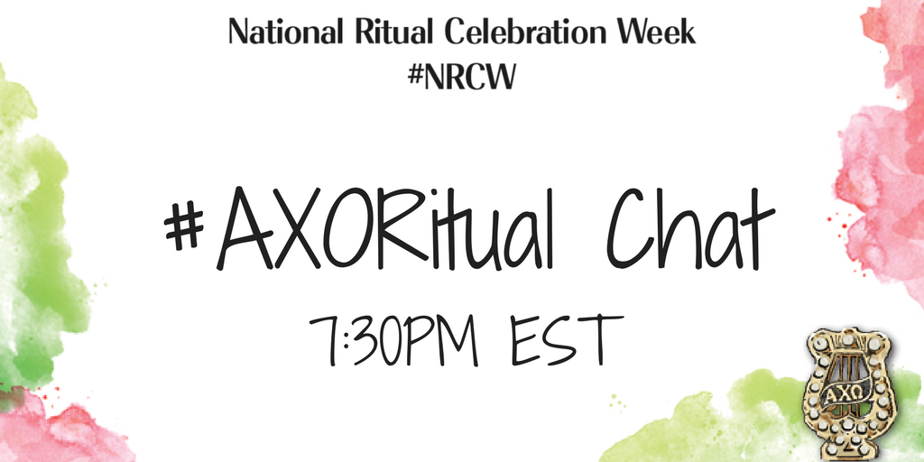 AlphaChiOmegaHQ's tweet photo. 1 hour until our #AXORitual Live chat! RT to tell a friend to get ready! #NRCW https://t.co/sVLWKujEHR