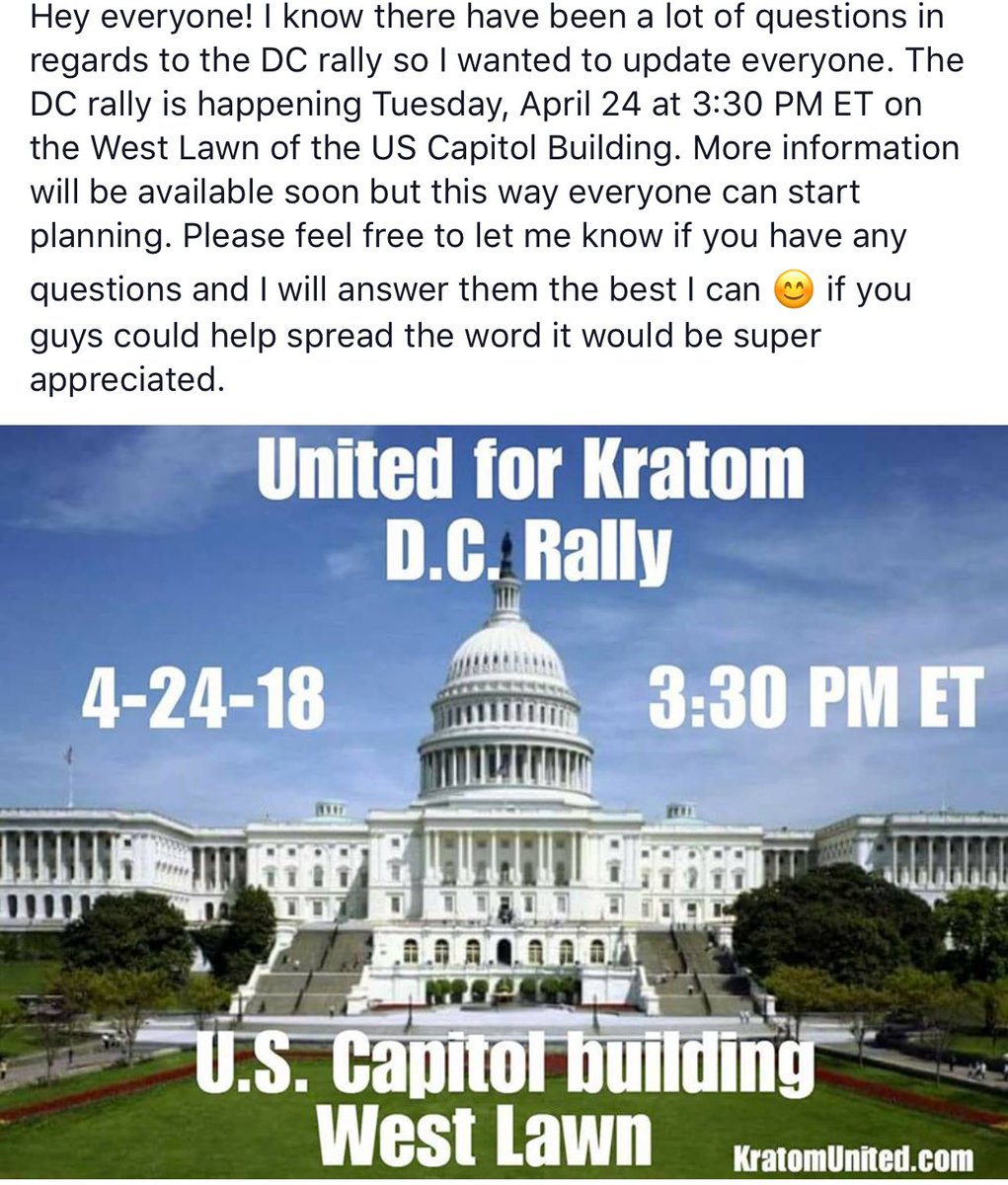 MrsBarbieTorres's tweet photo. Please everyone come join us for the #kratom #Rally in #WashingtonDC we need as many ppl as possible to come and stand up to the government to show that #kratomsaveslives https://t.co/ZOw0xJgmJf