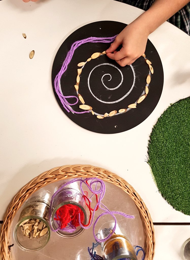 EYideas1's tweet photo. More transient art today! Spirals are a big hit in our classroom at the moment @Reception_TTS @TanglinTrust #art #EYFS #eyfstwitterpals https://t.co/48NlK3txtd