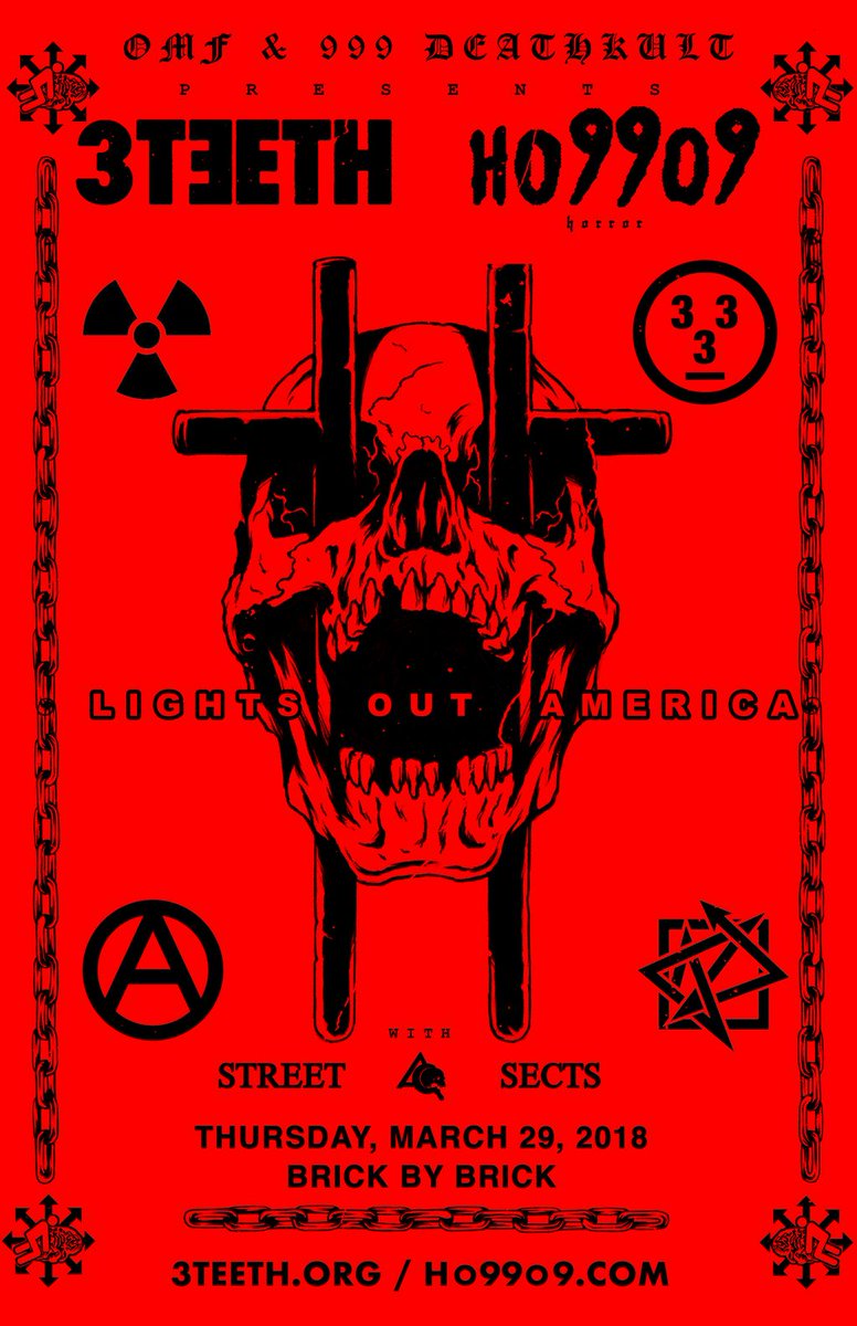 BrickbyBrickSD's tweet photo. Three weeks 'til @threeteeth + @Ho99o9's Lights Out America Tour with special guest @streetsects! https://t.co/73qf2H3x4z #shutdownEXE #LightsOut #SanDiego https://t.co/bmh8YkOCIA