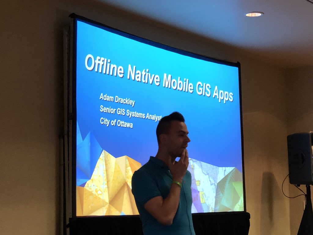 EsriDevEvents's tweet photo. One of our two final #userpresentations happening right now in Mesquite B: Tiffany Selvidge presents her custom #application for use in Harris County, and Adam Drackley, who is presenting in Mesquite C on #offline #mobile #apps using #AppStudio and #ArcGIS! #devsummit https://t.co/jCh17X4ftB