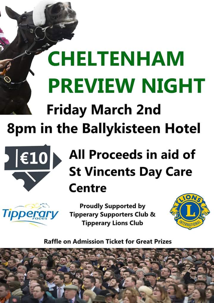 JoeSeward1's tweet photo. I'll be on the Panel at this @CheltenhamPrev tonight
@GN_Ballykisteen
near @tipperaryraces Limerick Junction ...
As @CheltenhamRaces 2018 gets closer... The Multitude of Preview nights come to their conclusion..
#CheltenhamFestival
#Racing
#Cheltenham
#rubysreturn
#RubyThursday https://t.co/FjdWa12p0o