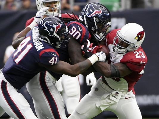 Grid_HouTexans's tweet photo. In the win column! Houston was able to pull of a solid victory over the reigning NFC champ Cards 24-13, starting off the new season right. The defense leads the show with 5 sacks while Jadeveon Clowney earned himself 5 tak, 1 sack, 1 FF, and a Fum Rec. @GridMbl https://t.co/DGxKiPSDan