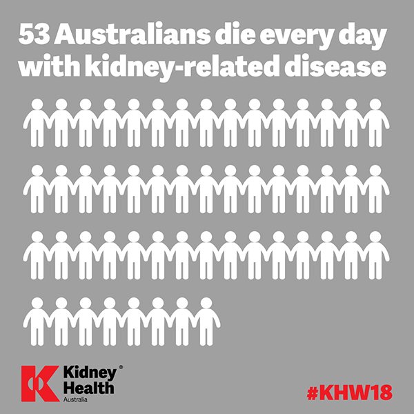 53 Australians die every day with kidney related disease. This @KidneyHealth Week, find out if you’re the 1 in 3 at risk. Take the #KidneyRiskTest goo.gl/7TZgw3 #KHW18