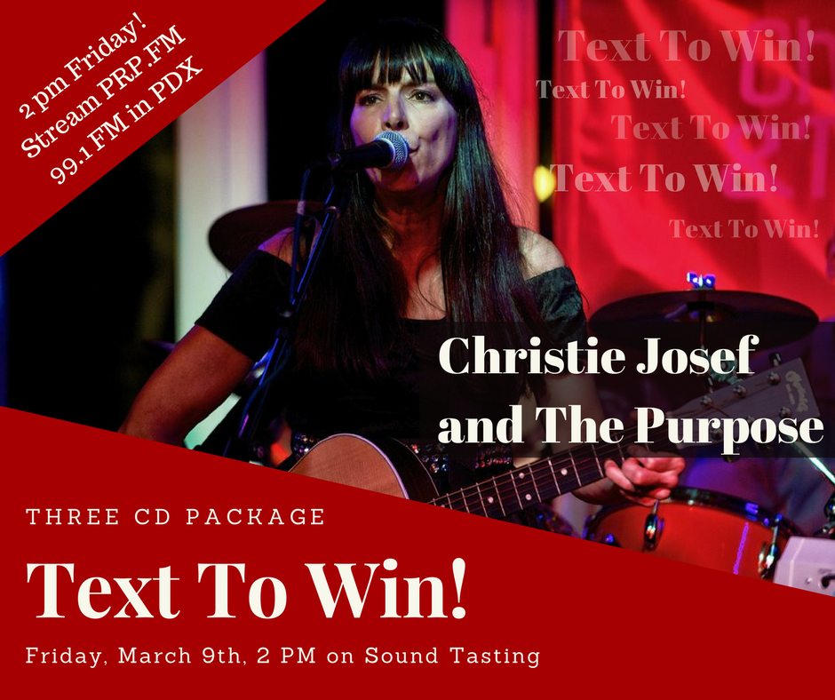 PdxJazzSinger's tweet photo. Text To Win! FRIDAY - March 9, 2 PM. A 3 CD Package from Christie Josef and The Purpose. AND she shares a family breakfast recipe on the show! Stream at https://t.co/E1W8RIiE2o  #DeliciousPdxFood #SoundTastingPdx #MartiMendenhall https://t.co/Kpe4Tbc4aH