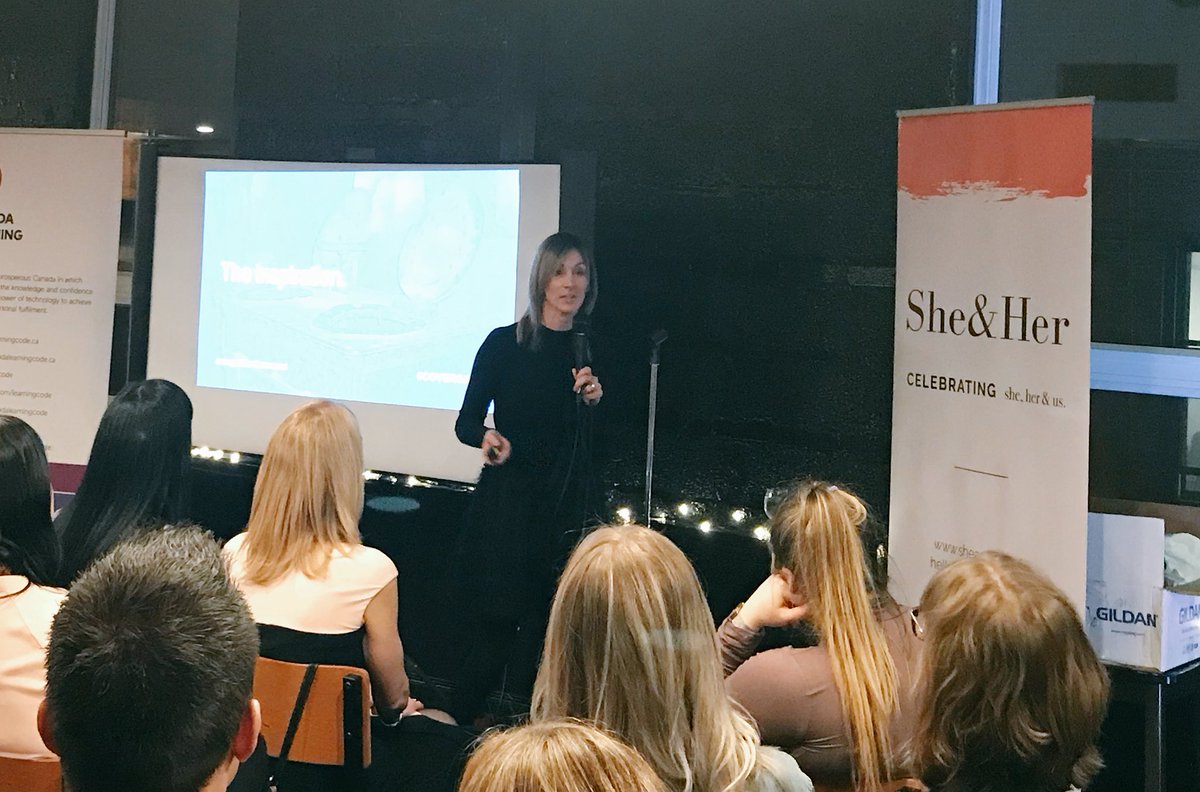 HSN_Sudbury's tweet image. HSN board member, @AliciaWoodsCG , speaks at the @sheandherevent telling her inspiring story of @Covergalls 

#IWD2018 #sheforher #PushForProgress