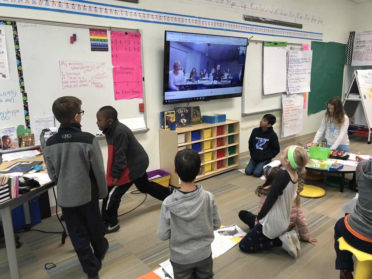 collinsclass3's tweet photo. So proud of our class! We were asked to take part in a #mysteryhangout today &amp; provide some PD to teachers in New York about the benefits of Google Hangouts!! These hawks rocked it!! #hawksleadingtheway https://t.co/8YPLrU4Dmt