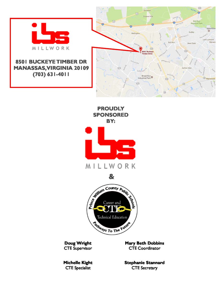 IBS Millwork is hosting an informational night and tour for students and parents, Thursday, April 5, 2018 from 5:30 - 7:00 PM.  IBS has hired former PWCS students, RSVP to stannasy@pwcs.edu by March 30, 2018. Pizza and soda will be served.