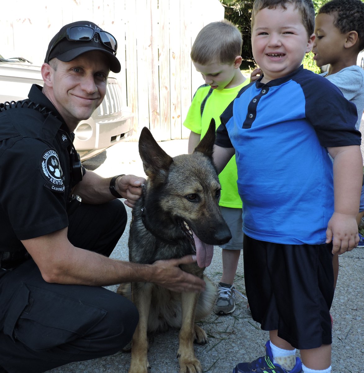 UKPolice's tweet photo. @universityofky UKPD's K-9 Unit is happy to oblige in #NationalPuppyDay with photos of K-9 Caro, K-9 Junior, Therapy Dog Oliver and K-9 Ira. https://t.co/0tcfnfdqT3
