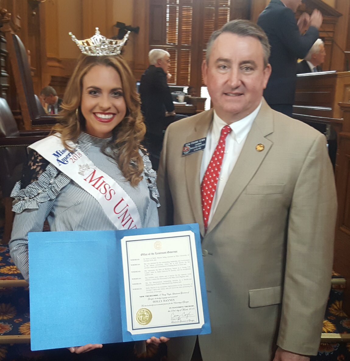 Proud to have Miss University of Georgia, Holly Haynes, visit the Senate today.