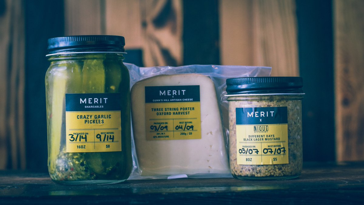 Have a few different kinds of bottles (and a wedge?) in the Bottle Shop this weekend! Crazy Garlic Pickles, our <a href="/Nique_Hamilton/">Nique Restaurant</a> Mustard collab, and our Porter Soaked Gunn's Hill Oxford Harvest cheese!