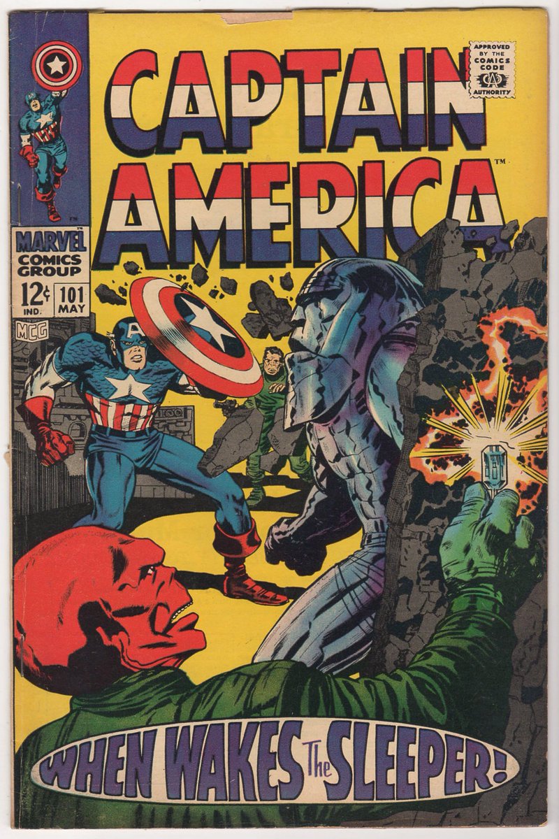 HypnoTronic's tweet photo. Captain America #101 from Marvel, 1968 VG- (3.5)
OUR bargain price: ONLY $18.00 bucks!
#hypnotronic #statenIsland #comics1968 #marvelComics #captainAmerica #steveRogers #redSkull #nickFury #jackKirby https://t.co/OSorpg9zY0