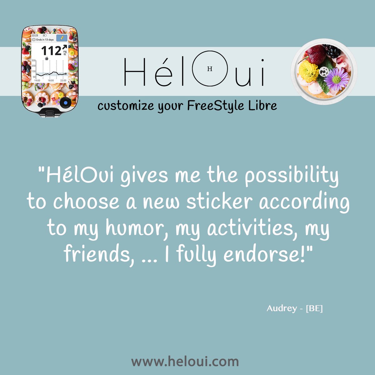 HelOuishop's tweet photo. Pimp your Diabetes 😀
Customize your FreeStyle Libre with one of the 720 HélOui stickers https://t.co/2wE9uDQygc  
For every set sold, 1€ is transferred to DON - STOP DIABETES❣️
#diabetes #type1diabetes #t1d #freestylelibre #freestylelibrestickers #diabete #heloui #helouishop https://t.co/xZ81SexIon