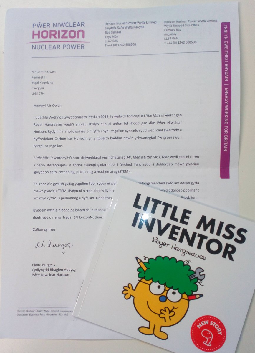 ysgolkingsland's tweet photo. @HorizonNuclear Diolch am y llyfr newydd! Mae dosbarth Mr Pawson wedi mwynhau y stori! Thank you for the new book. Mr Pawson's class have enjoyed exploring it! #LittleMissInventor #BritishScienceWeek2018 https://t.co/Fl6bDXXIRc