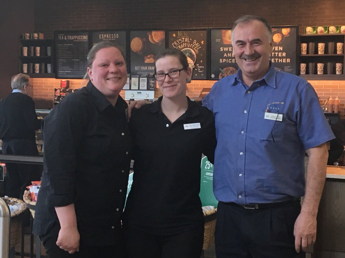 Congratulations to the team in Bowmansville @HMSHost Vasile &amp; Nikki were certified as coffee masters and Dana as a LS Leader.
