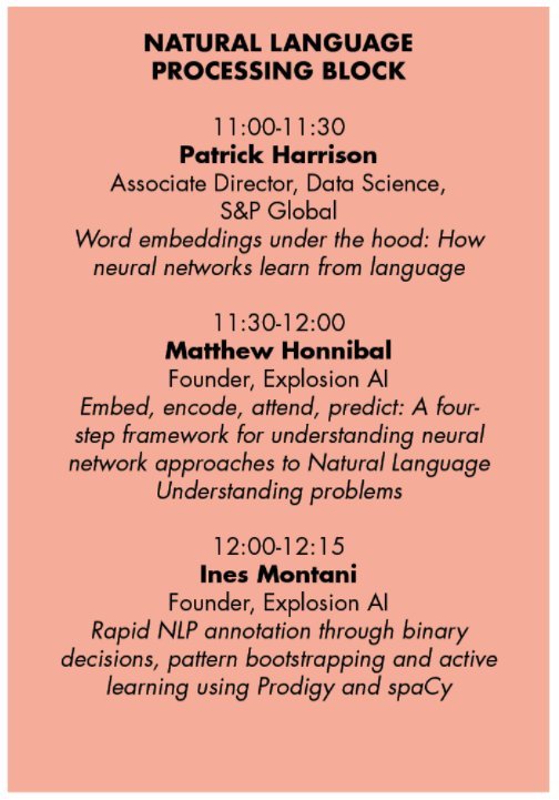 Screenshot of the Natural Language Processing Block of the conference (for details, see the link)