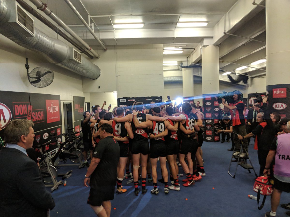essendonfc's tweet photo. Game one. Win one. True grit.

#DonTheSash https://t.co/fQ1ZnnROVG