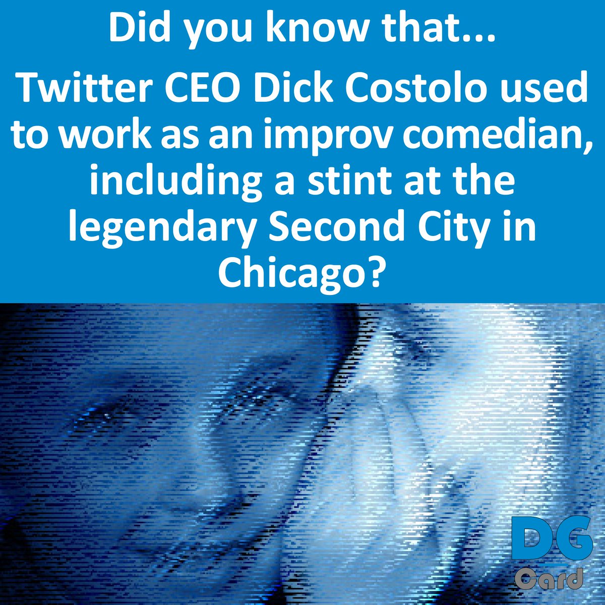 DG_Card's tweet image. @DG_Card Did you know that Twitter CEO Dick Costolo used to work as an improv comedian, including a stint at the legendary Second City in Chicago? #Twitter #Business Source: businessinsider.com/twitter-ceo-di…