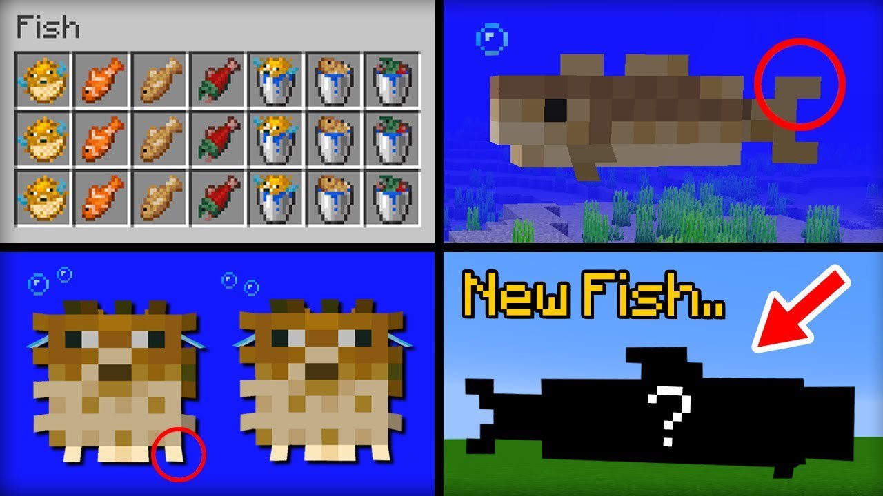 Minecraft Update Aquatic Features/Guide on X: Fish: There are also fish in  the ocean. There is salmon,cod,pufferfish,and many varieties of tropical  fish. The most common type of fish is the cod. You