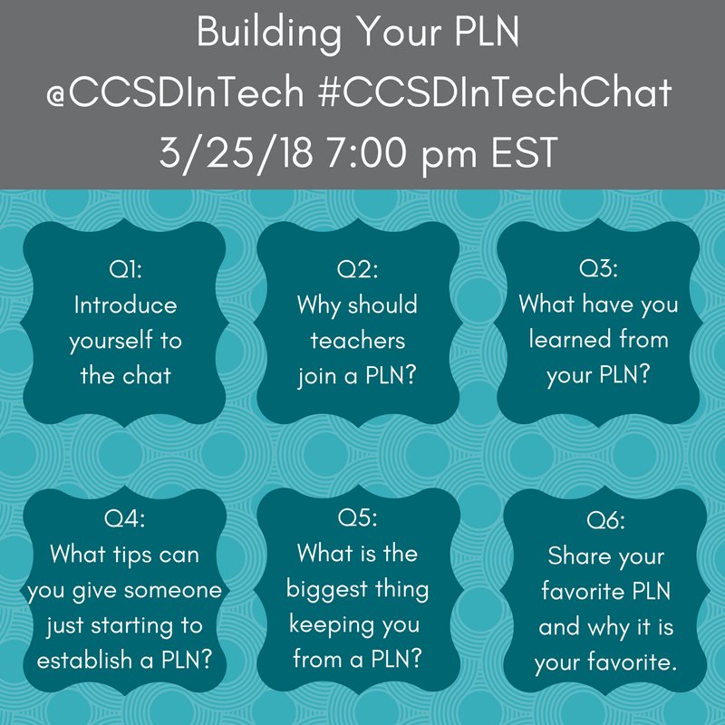 Make plans to attend our March #CCSDInTechChat THIS Sunday at 7 EST pm. We're discussing the benefits of #PLN. #CCSDInTech #CobbInTech #EngageCobb #LoveToLeadHere #ProfessionalLearningCommunities #professionallearning #PL #TECHtalkGA #GwinnettChat #CobbChat #ISTE18