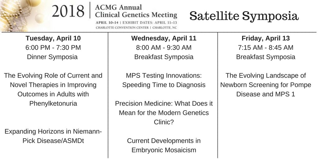 The following Satellite Symposia are still open to all attendees during the #ACMGMtg18- pre-registration is required goo.gl/ZXSbaZ